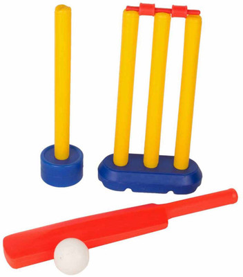 

Ekta Ekta Junior Cricket Set 20-20 Pro challenge Plastic Bat Ball with Stumps Wickets for kids playing in gallery Safe and Sturdy for playing outdoor Cricket