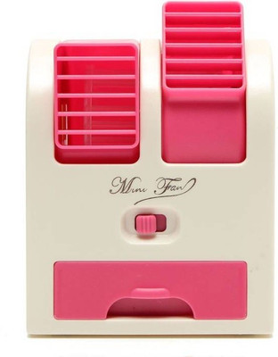 

Tajpur Traders Mini Fan & Portable Dual Bladeless Small Air Conditioner Water Air Cooler Powered By Usb & Battery Use Of Car/Home/Office Table Fan HB-167 USB Fan(Pink)