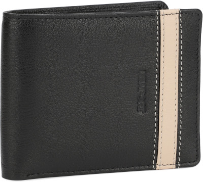 

Newport Men Black Genuine Leather Wallet(4 Card Slots), Black & beige