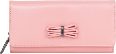 

Butterflies Women Pink Artificial Leather Wallet(4 Card Slots), Peach