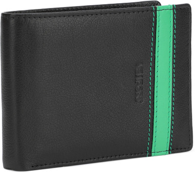 

Newport Men Black Genuine Leather Wallet(4 Card Slots), Black & mint
