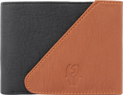 

samtroh Men Brown Artificial Leather Wallet(5 Card Slots), Black -tan