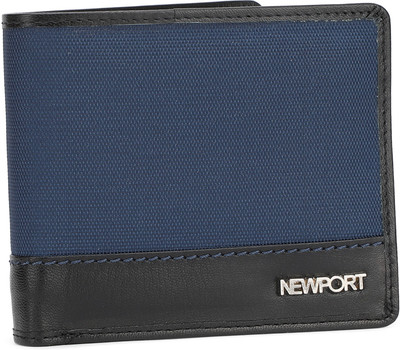 

Newport Men Casual Black, Blue Genuine Leather, Fabric Wallet(3 Card Slots), Black & navy