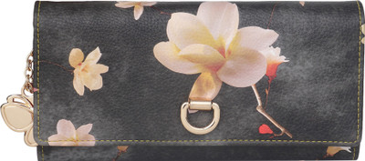 

Butterflies Women Evening/Party Black Artificial Leather Wallet(4 Card Slots), Grey;pink