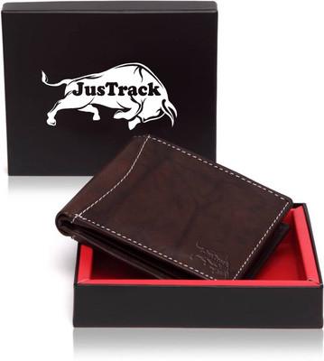 

JusTrack Men Brown Genuine Leather Wallet(6 Card Slots), Antic-brown