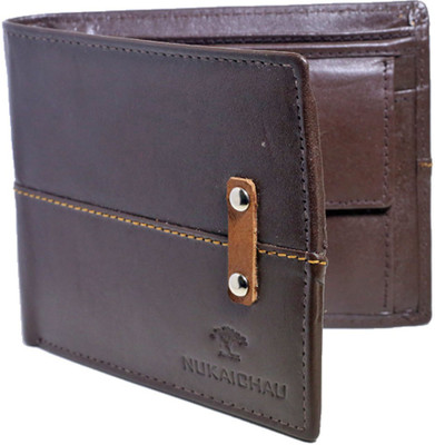 

NUKAICHAU Men Brown Genuine Leather Wallet(5 Card Slots)