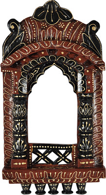 

Lal Haveli Indian Ethnic Photo Frame Wall Décor Showpiece Wooden Jharokha(41 cm x 23 cm Handcrafted)