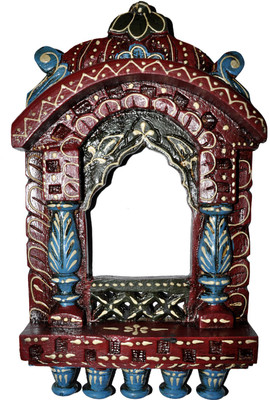 

Lal Haveli Wall Decor Showpiece Hanging Photo Frame Rajasthani Wooden Jharokha(30.48 cm x 18 cm Handcrafted)