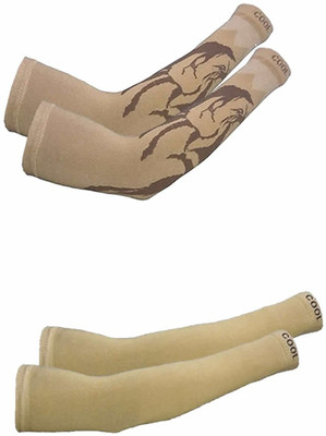 PinKit Cotton Arm Sleeve For Men & Women With Tattoo(Free, Beige)