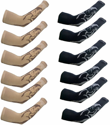 PinKit Cotton Arm Sleeve For Men & Women With Tattoo(Free, Black, Beige)