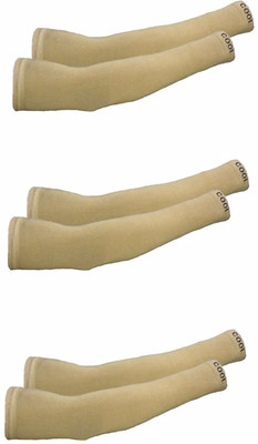 PinKit Cotton Arm Sleeve For Men & Women(Free, Beige)