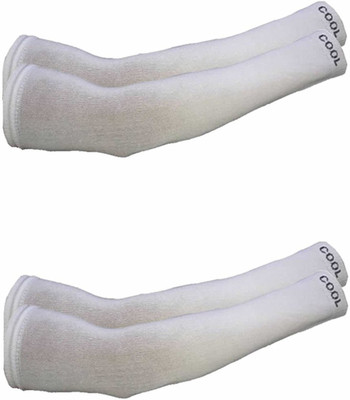 PinKit Cotton Arm Sleeve For Men & Women(Free, White)