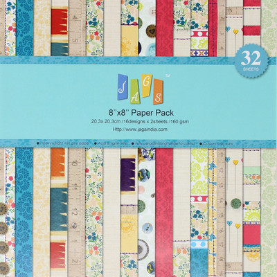 

JAGS 8x8 Inch Craft Papers Paper Pack - (CPPS110) - 16 Pattern Designs 32 Sheets