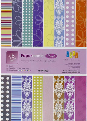 

JAGS A4 Craft Papers Paper Mania Floral - (CPPS25) - 16 Pattern Designs 32 Sheets