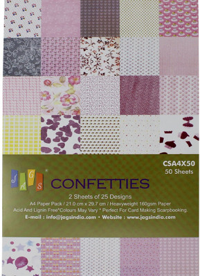 

JAGS A4 Craft Papers Confetties - (CPPS08) - 25 Pattern Designs 50 Sheets