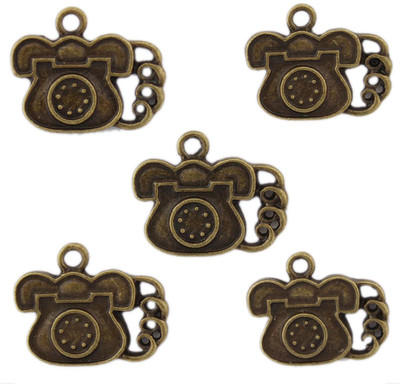 

Tootpado 5 PCs Embellishments Set Bronze Tone Flat Back - Telephone (CCAS19)