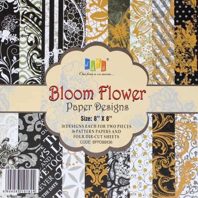 

JAGS 8x8 Inch Craft Papers Bloom Flower - (CPPS109) - 18 Pattern Designs 36 Sheets