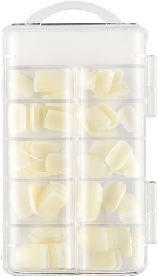 

Foolzy 100pcs/set White French Short Square False Nails Lady Full Artificial Nails for Home and Salon White(Pack of 100)