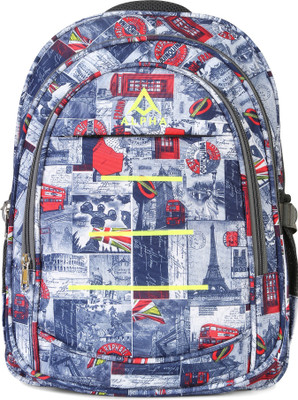 

ALPHA TRENDS Blue and Red /Light Weight & Durable/High Grade Denim Printed Polyester/Spacious Double Compartment 20 L Laptop Backpack(Multicolor), Bp015blue