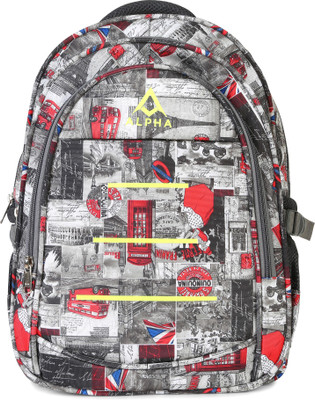 

ALPHA TRENDS Grey and Red /Light Weight & Durable/High Grade Denim Printed Polyester/Spacious Double Compartment 20 L Laptop Backpack(Grey), Bp015grey