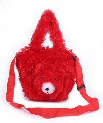 

Aliado Faux Fur Red Coloured Zipper Closure Bag Plush Bag(Red, 5 inch)