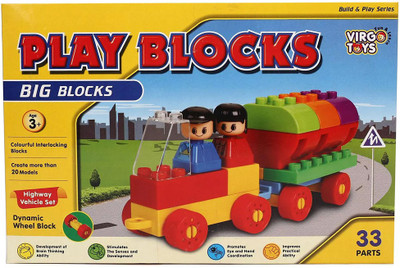

Virgo toys Play Blocks Highway Vehicle Set Multi Color - 33 Pieces, •Colorful interlocking blocks, Adjustable wheel blocks, Can create more than 20 models(Multicolor)