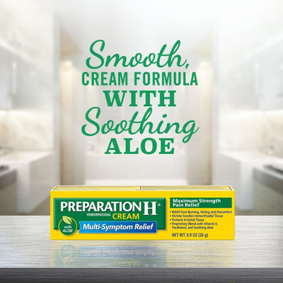 

Preparation H Maximum Strength Pain Relief, Smooth Cream Formula with Aloe 0.9 oz (26 g) Cream(26 g)