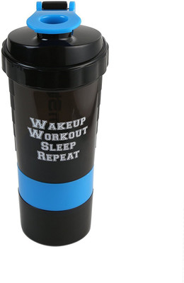 

MStick Protein Shaker Gym Bottle with 2 Storage Compartments and 1 Pill Tray 500 ml Shaker(Pack of 1, Blue)