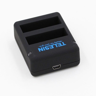 

Telesin Dual Charger for GoPro Hero 4 | Two Battery Charging Tide Camera Battery Charger(Black)