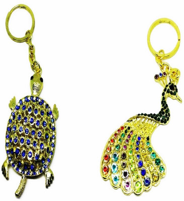 

antras creations Combo Golden Turtle & Fancy Peacock key chain Locking Key Chain(Gold)