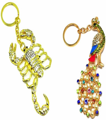 

antras creations Combo Golden Scorpion & Fancy Peacock key chain Locking Key Chain(Gold)