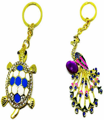

antras creations Combo Golden Turtle & Fancy Peacock key chain Locking Key Chain(Gold)