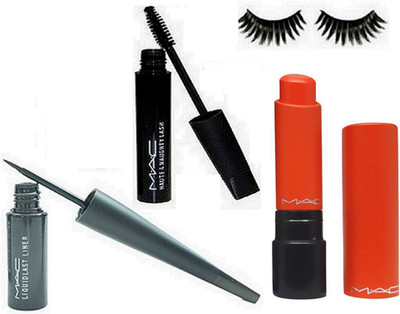 

9 to 5 Eyelashes , Liquid Last Liner & Haute Naughty Mascara with Mac Liptensity Lipstick Rouge a Levres(Set of 4)