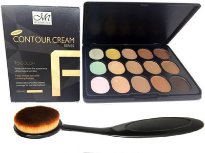 MN 15 Colors Contour Face Cream Makeup Concealer Palette + Make up Brush(Set of-2)(2 Items in the set)