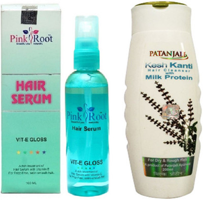 

Pink Root HAIR SERUM, PATANJALI SHAMPOO KESH KANTI MIL PROTEIN(Set of 2)