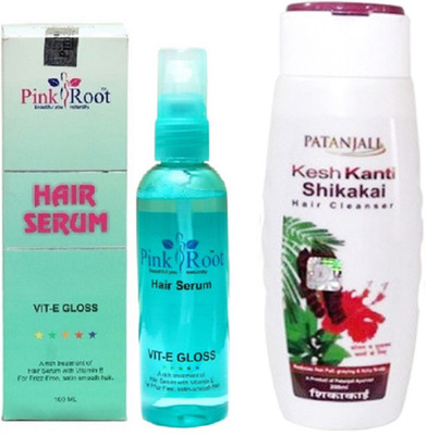 

Pink Root HAIR SERUM, PATANJALI SHAMPOO KESH KANTI SHIKAKAI(Set of 2)