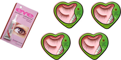 

Bonjour False-Fake Eyelashes With Glue Set Natural (Pair of 4)(Set of 5)