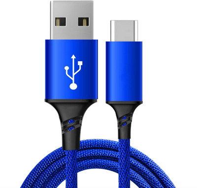 

TecMac Premium Nylon Fiber Braided, 2.4A Aluminum Plugs, 1M Fast charging & Data Sync USB C Type Cable(Blue)