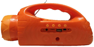 

CRETO fm radio SL 330 with side torch support memory card, aux in, usb pendrive, FM Radio(orange)