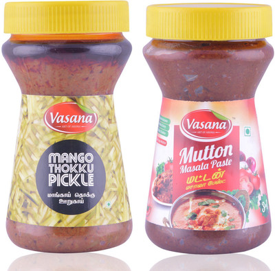 

Vasana Mango Thokku Pickle and Mutton Masala Paste Combo Combo(300-300)