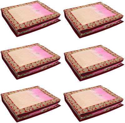 

BlushBees Gota Border Transparent Saree Cover Bags, 3 Inch Height, Pack of 6(Red)