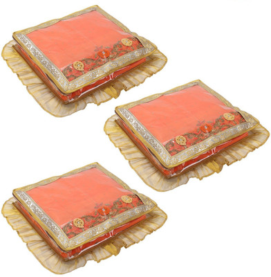 

BlushBees Golden Lace Transparent Saree Cover Bags, Pack of 3(Transparent)