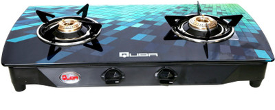 Quba Digital Premium Toughened Glass PNG Compatible Stainless Steel Manual Gas Stove(2 Burners)