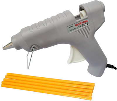 

glun MAKSON GREY 40W 40 WATT HOT MELT GLUE GUN WITH 5 YELLOW GLUE STICKS Standard Temperature Corded Glue Gun(11 mm)