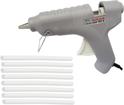 

glun MAKSON GREY 40W 40 WATT HOT MELT GLUE GUN WITH 8 MILKY WHITE GLUE STICKS Standard Temperature Corded Glue Gun(11 mm)