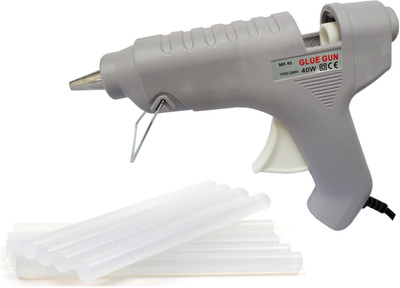 

glun MAKSON GREY 40W 40 WATT HOT MELT GLUE GUN WITH 8 TRANSPARENT GLUE STICKS Standard Temperature Corded Glue Gun(11 mm)