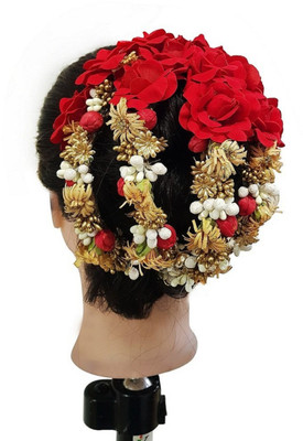 

EKAN New stylish South Indian Bridal Hair Gajra For Women Party Wear Bun(Red)