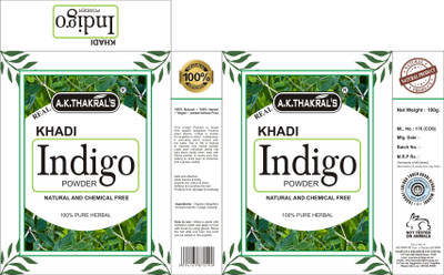 

A.K. Thakral's KHADI HERBAL INDIGO POWDER Hair Color(BLUE WITH HEENA)