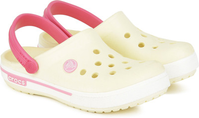

Crocs Boys & Girls Sling Back Clogs(Cream, White/pink