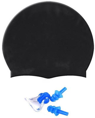 

HEALTH FIT INDIA BLACK COLOR SWIMMING CAP WITH EAR & NOSE PLUG Swimming Kit